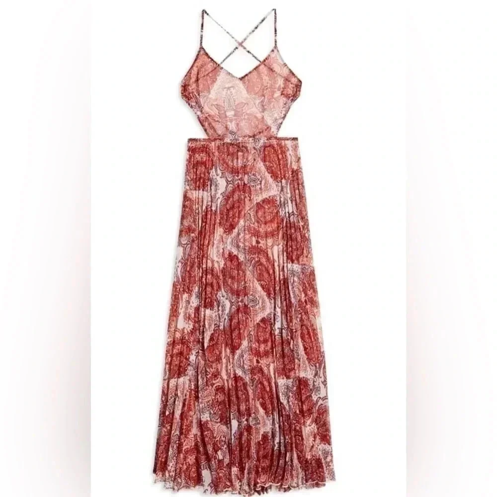 NWT Topshop Womens Paisley Print‎ Cover-Up Chiffon Maxi Dress Size Small